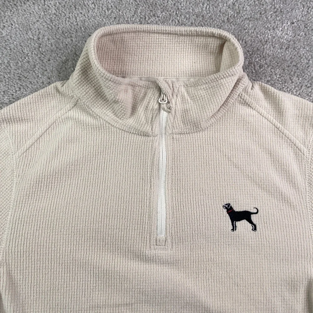 The Black Dog Fleece Pullover Kids Large Tan Waffle Knit Quarter Zip Coastal